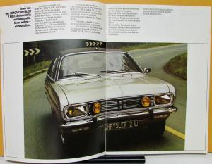 1972 1973 1974 Simca Chrysler 2 Liter Color Sales Brochure Original GERMAN Text