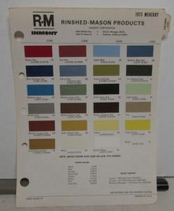 1973 Mercury Color Paint Chips Leaflet RM Original