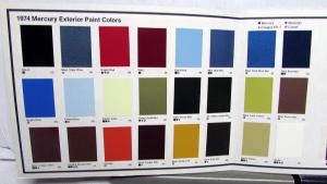 1974 Mercury & Capri Dealer Sales Brochure Exterior Paint Selections Colors