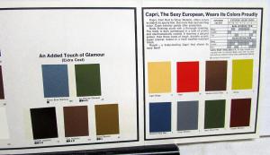 1974 Mercury & Capri Dealer Sales Brochure Exterior Paint Selections Colors