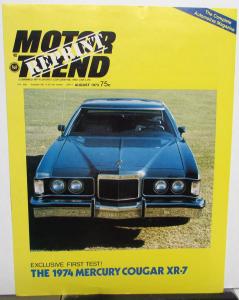 1974 Mercury Dealer Sales Brochure Cougar XR-7 Motor Trend Mag Article Reprint