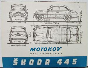 1958 1959 Skoda 445 Sales Folder Czech Original Color