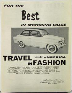 1958 1959 Skoda S440 American Import Data AD Sheet Original