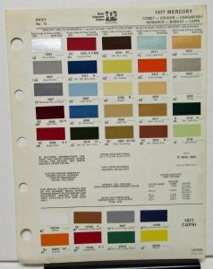 1977 Mercury Color Paint Chips Leaflet Ditzler PPG Original