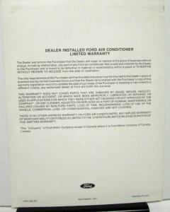 1978 Mercury Dealer New Car Monarch Window Sticker Display Air Conditioning