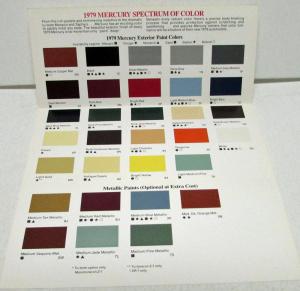 1979 Mercury Dealer Sales Brochure Folder Color Selections Paint Chips