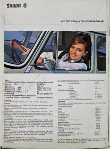 1968 69 70 71 72 73 74 1975 Skoda 110 L Model Czech Sales Brochure GERMAN Text