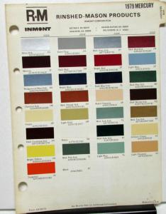 1979 Mercury Color Paint Chips Leaflet RM Original