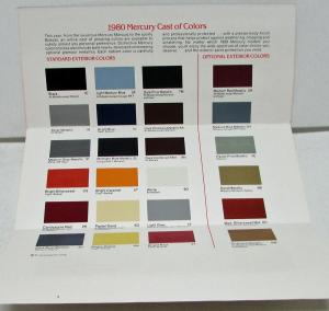 1980 Mercury Dealer Sales Brochure Exterior Colors Paint Chips