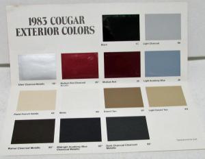 1983 Mercury Dealer Sales Brochure Cougar Exterior Colors Paint Chips