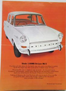1966 1967 1968 1969 Skoda 1100MB DeLuxe Mk II UK Market Sales Ad Data Sheet Orig