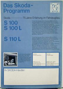 1970 Skoda S 110 L Model GERMAN Text Sales Folder Original