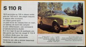 1970s Skoda S 100 & 110 L LS R Models FRENCH Text Color Sales Folder Original