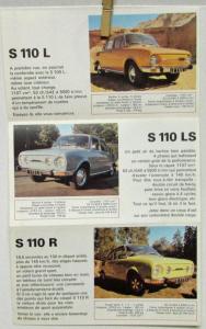 1970s Skoda S 100 & 110 L LS R Models FRENCH Text Color Sales Folder Original