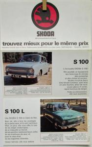 1970s Skoda S 100 & 110 L LS R Models FRENCH Text Color Sales Folder Original