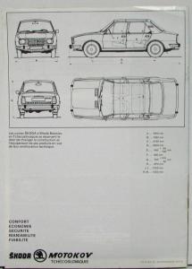 1970s Skoda 1050 S & L Models FRENCH Text Color Sales Brochure Original