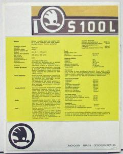 1970s Skoda 100 L Model Sales Brochure Italian Text Market Original