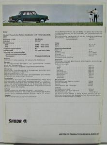 1970s Skoda S 100 L Color Sales Brochure GERMAN Text Market Original