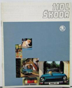 1970s Skoda 110 L DeLuxe Sales Brochure FRENCH Text Market Cat On Car Hood