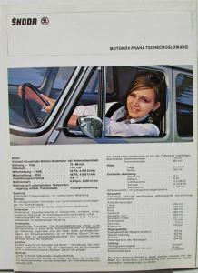 1968 69 70 71 72 73 74 1975 Skoda 110 L Model Czech Sales Folder GERMAN Text