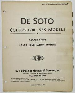 1939 DeSoto Colors DuPont Paint Chips Original Folder