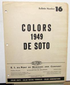 1949 DeSoto Colors DuPont Paint Chips Folder