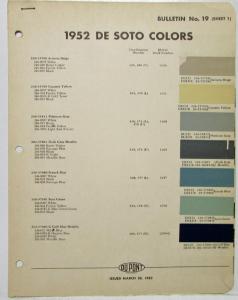 1952 DeSoto Colors DuPont Paint Chips