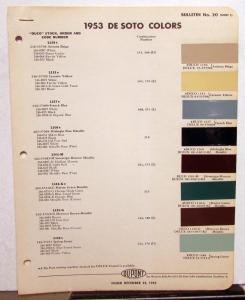 1953 DeSoto Paint Chips by DuPont Leaflets