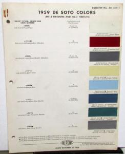 1959 DeSoto Paint Chips DuPont Samples Leaflets Bulletin No 26