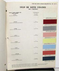 1959 DeSoto Paint Chips DuPont Samples Leaflets Bulletin No 26