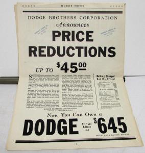 1934 Dodge News Magazine Announces Price Reductions Up to 45 Dollars