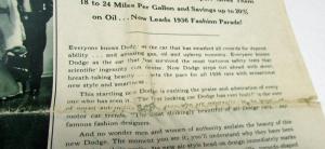 1936 Dodge Roto-Flash Newsprint Beauty Winner Sales Brochure