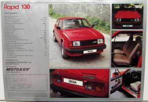 1985 Skoda Rapid 130 Color Sales Data Sheet Original