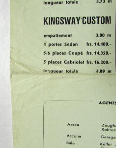 1950 Dodge Spec Sheet in French and German for Swiss Market