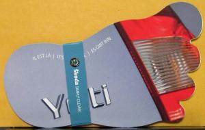 2009 2010 Skoda Yeti SUV Foot Shaped Postcards French German English Text Orig
