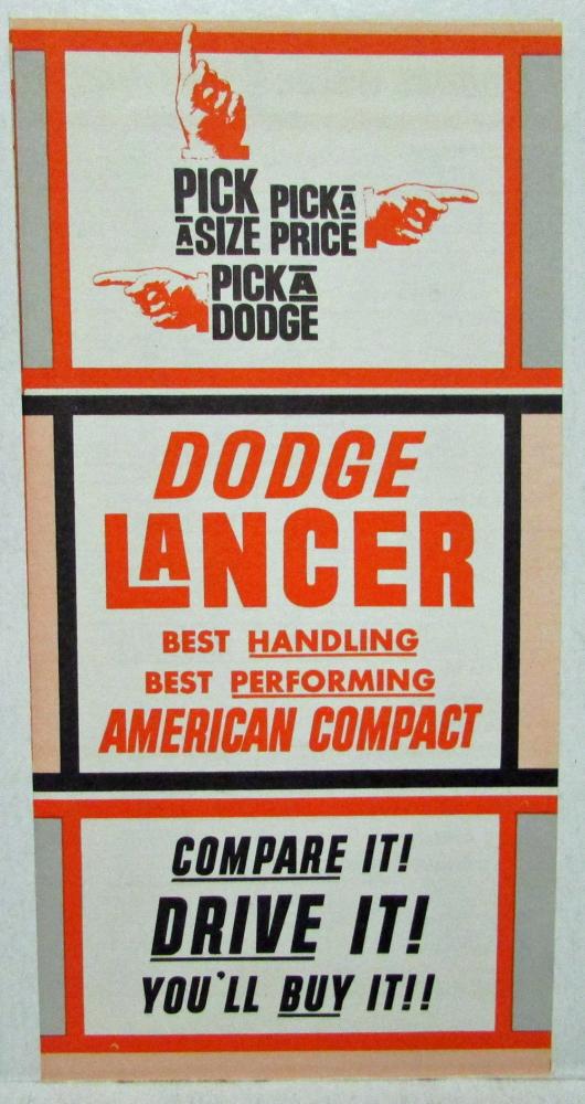 1962 Pick a Dodge Lancer Sales Brochure Comparison to Others