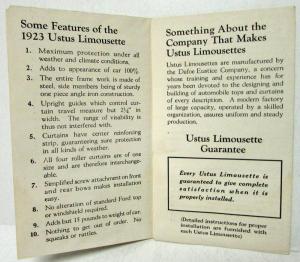 1923 Ustus Limousette for Ford Cars Sales Folder Dealer Solicitation