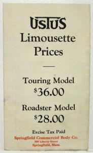 1923 Ustus Limousette for Ford Cars Sales Folder Dealer Solicitation