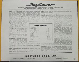 1952 Standard Mayflower British Car Australian Market Sales Folder Original