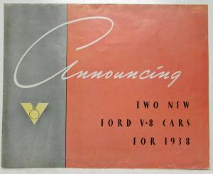 1938 Announcing Two New Ford V8 Cars Sales Folder