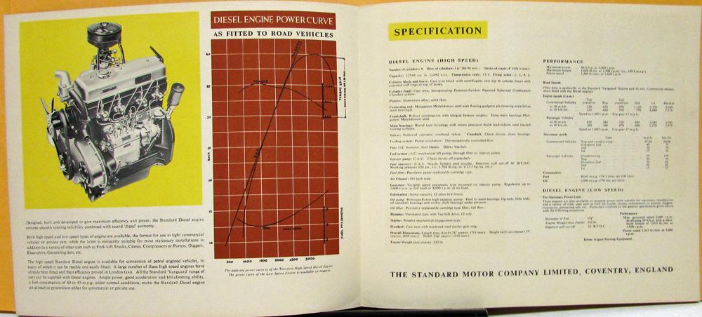 1954 Standard Diesel Engine Sales Folder English UK Market Original