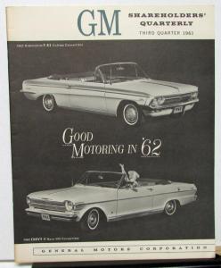 1961 General Motors Stock Shareholders Third Quarterly With 1962 Models Shown