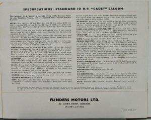 1955 Standard 10 HP Cadet Car Sales Folder Printed England Australia Market Orig