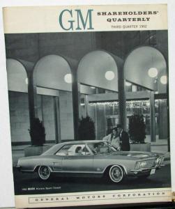 1962 Third Quarter General Motors Shareholders Quarterly With 1962 Models Shown