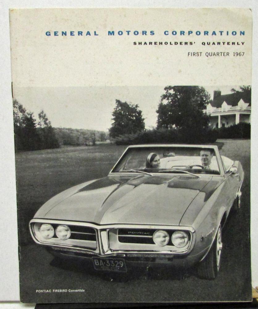 1967 First Quarter General Motors Stock Shareholders Quarterly Financial Report