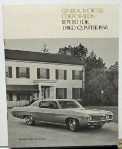 1968 Third Quarter General Motors Stock Shareholders Quarterly Financial Report