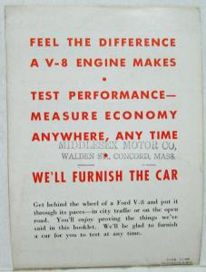 1939 Ford V8 Engine Sales Brochure Original Die Cut Hood