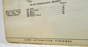 1942 Ford and Mercury Paint Chips By ACME Bulletin No 11