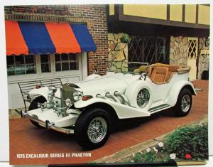 1975 Excalibur Series III Phaeton Dealer Data Sales Card Features Specs Original