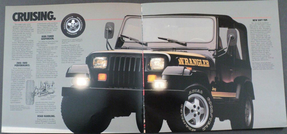 1986 Jeep Wrangler Off Road Original Dealer Sales Brochure With Two Covers